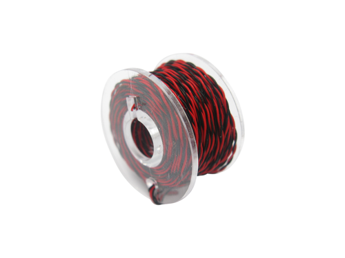 5 Meter Spule Mikrokabel Litze flexibel FEP rot schwarz verdrillt 2 x 0,014mm²
