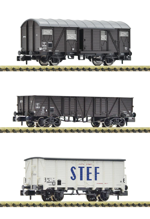 Fleischmann 880904 3 teiliges Set Güterwagen SNCF Spur N