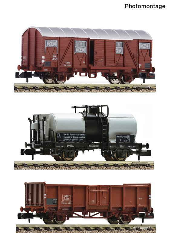 Fleischmann 880909 3 teiliges Set Güterwagen FS Spur N