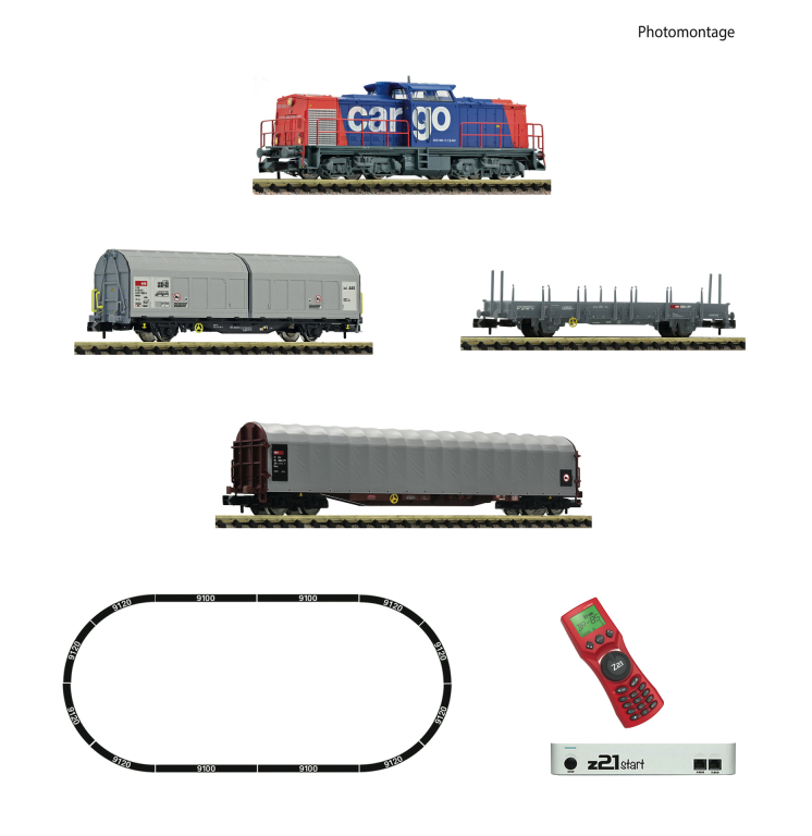 Fleischmann 931903 z21 start Digitalset Diesellokomotive BR 203 mit Güterzug SBB Cargo Spur N