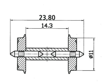 ROCO 40193 DC NEM Normradsatz N28 11mm 2 Stück Spur H0