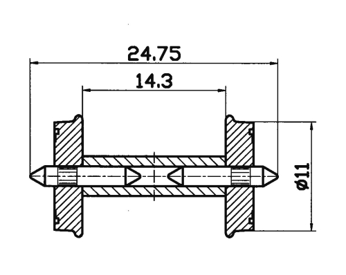 ROCO 40267 RP-25-Radsatz geteilte Achse 11mm 2 Stück Spur H0