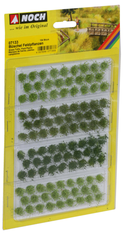 NOCH 07133 Grasbüschel "Feldpflanzen" hell-, mittel-, dunkelgrün, 104 Stück, 6 mm