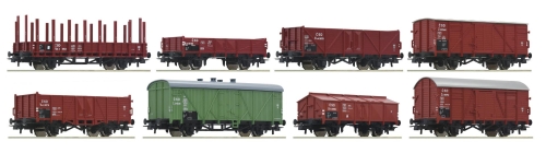 ROCO 44001 8 teiliges Set Güterwagen CSD Spur H0