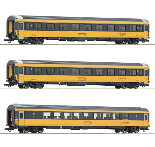 ROCO 74183 3 teiliges Set Reisezugwagen Regiojet Spur H0