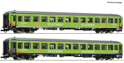 ROCO 74193 2 teiliges Set Personenwagen Flixtrain Spur H0