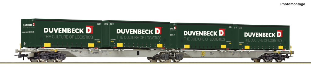 ROCO 76635 Container Doppeltragwagen DB AG Spur H0