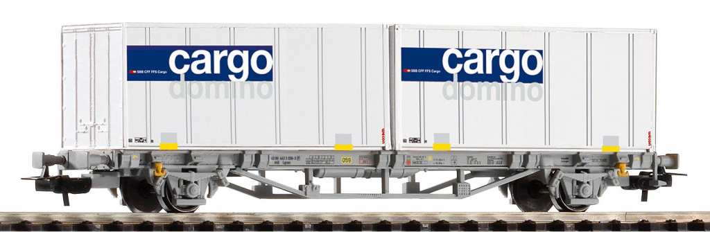 PIKO 58732 Postcontainerwagen mit 2x 20 Container Cargo Domino SBB V Spur H0