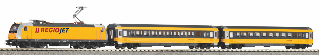 PIKO 59019 PSCwlan Start Set Regiojet Personenzug BR 386 mit 2 Wagen A-Gleis & B VI Spur H0
