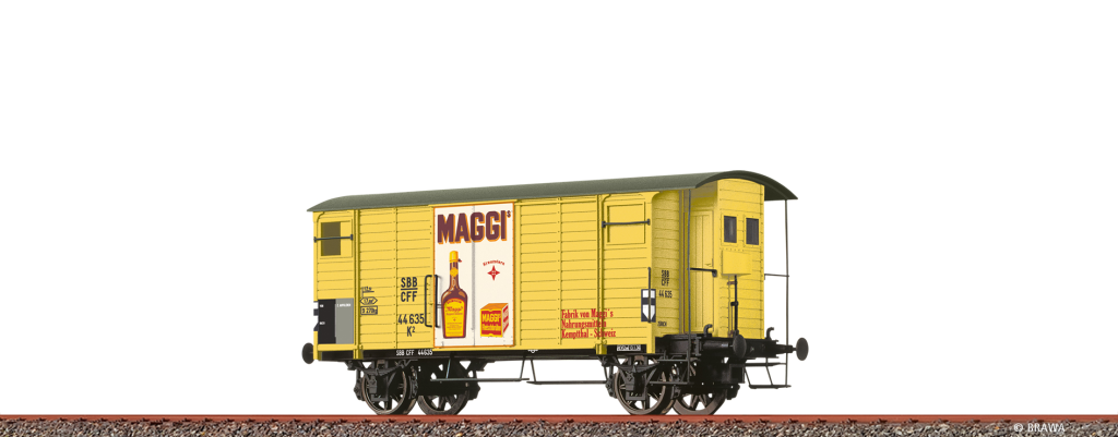 BRAWA 47895 Gedeckter Güterwagen K2 SBB Epoche III Maggi Spur H0