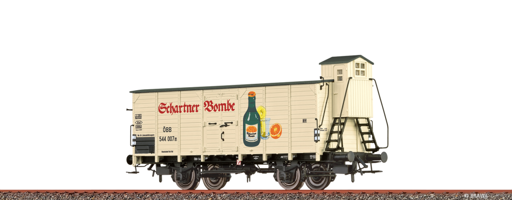 BRAWA 49831 Gedeckter Güterwagen P Wagen ÖBB Epoche III Schartner Bombe Spur H0