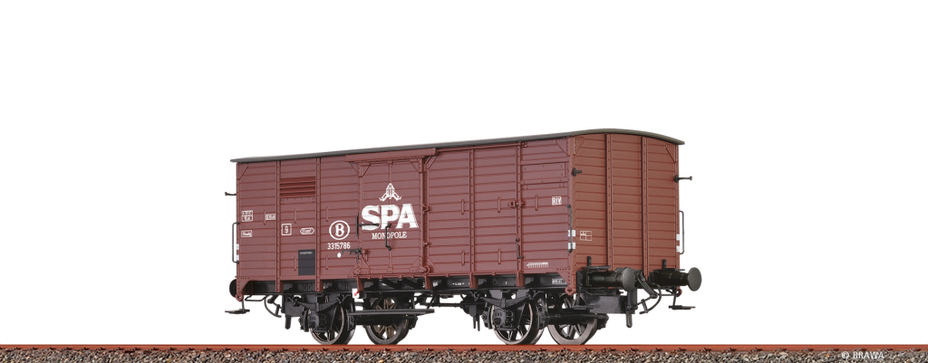 BRAWA 49886 Gedeckter Güterwagen SNCB Epoche III SPA Monopole Spur H0