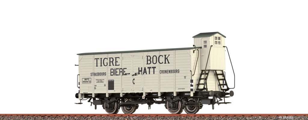 BRAWA 49887 Gedeckter Güterwagen wf² SNCF, Epoche II, Tigre Bock Spur H0