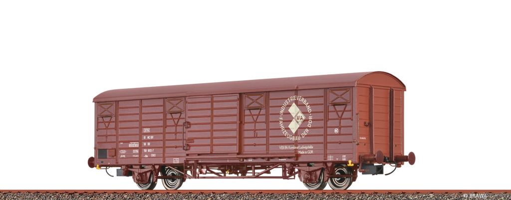 BRAWA 49926 Gedeckter Güterwagen Gbs DR, Epoche IV, IFA Spur H0