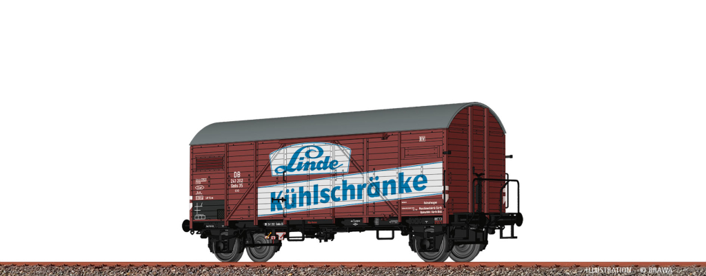 BRAWA 50733 Gedeckter Güterwagen Gmhs 35 DB, Epoche III, LInde Spur H0