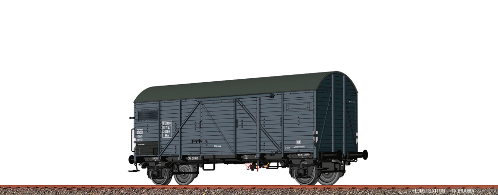 BRAWA 50734 Gedeckter Güterwagen KKus EUROP CFL Epoche III Spur H0