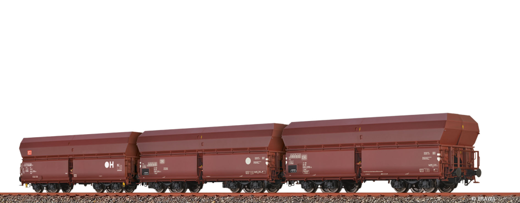 BRAWA 50877 Set (3er) Offener Güterwagen Fals DB AG Epoche IV Spur H0