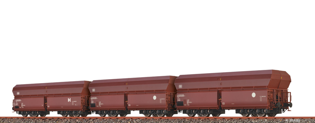 BRAWA 50878 Set (3er) Offener Güterwagen Fals DB, Epoche IV Spur H0