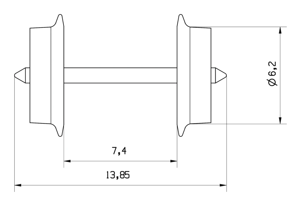 Fleischmann 53711500 Radsatz N - 6,2 mm eins.isol.