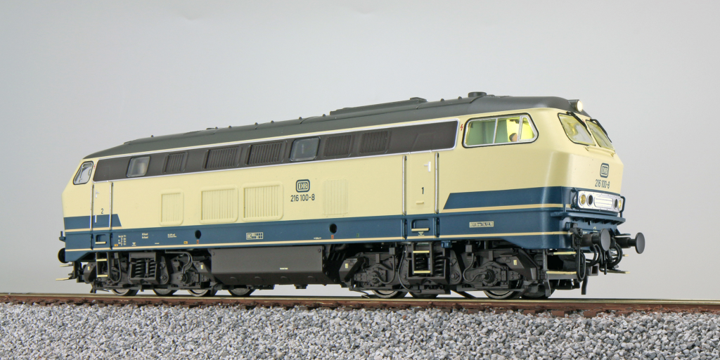 ESU 31001 Diesellok, BR 216, 216 100 DB, ozeanblau/beige, Ep IV, Vorbildzustand um 1978, Sound+Rauch, DC/AC Spur H0