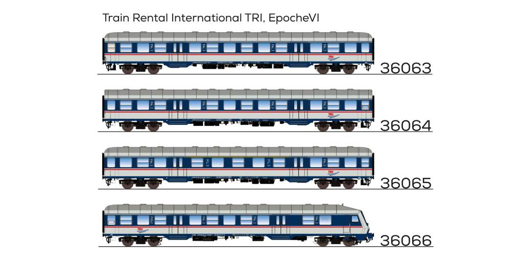 ESU 36065 n-Wagen, AB nrz 418.4, 80 31-33 453-2, 1./2. Kl, TRI Ep. VI, weiß-blau-grau, DC Spur H0