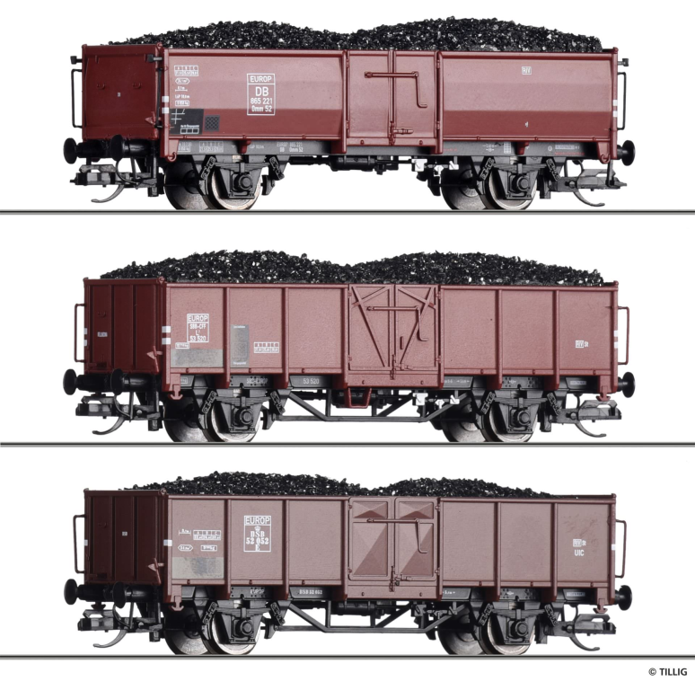 TILLIG 01036 Güterwagenset der DB, SBB und DSB Spur TT