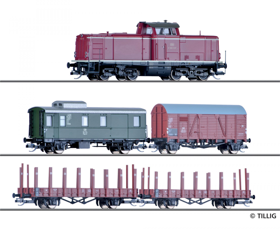 TILLIG 01213 Digital-Einsteiger-Set Güterzug mit Modellgleisoval der DB Spur TT