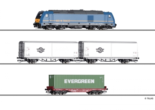 TILLIG 01500 Einsteigerset-Güterzug mit Bettungsgleisoval der MAV Spur TT