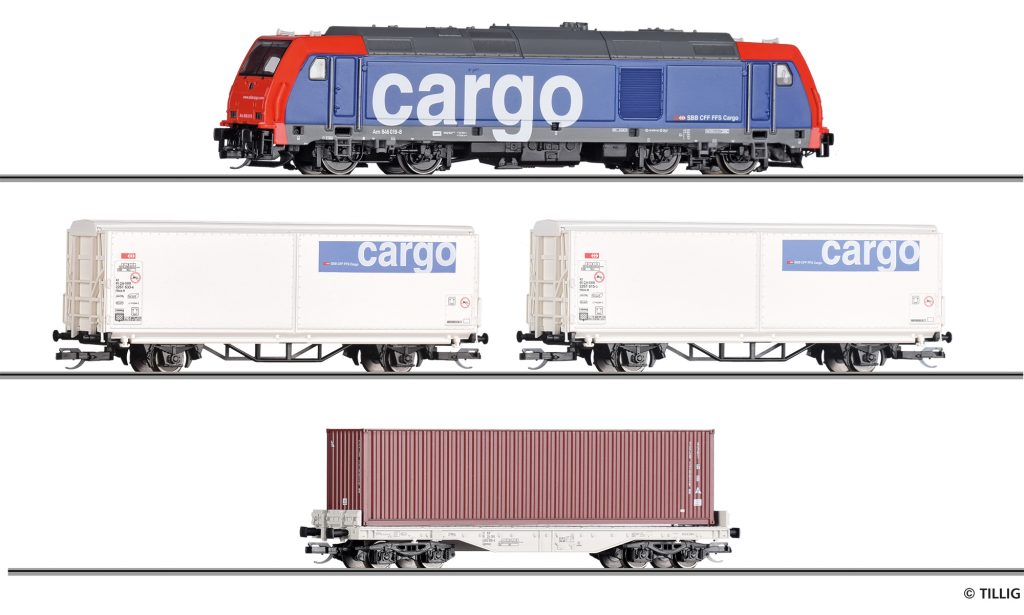 TILLIG 01501 Einsteigerset-Güterzug mit Bettungsgleisoval der SBB Spur TT