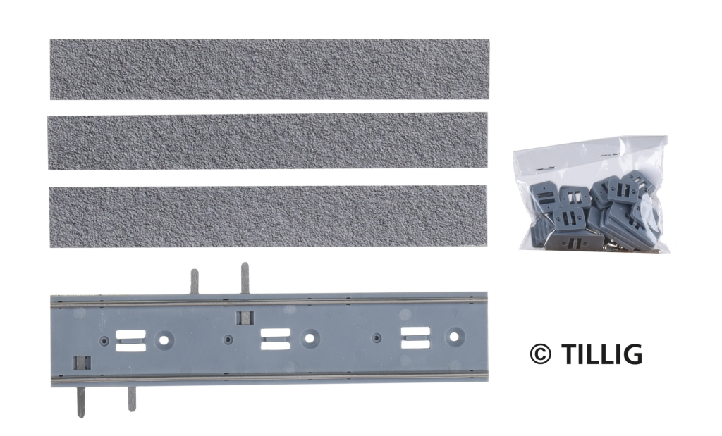 TILLIG 87512 Gerades Gleis Asphalt/Beton, Länge 105,6 mm
-neue Bedruckung- Spur H0