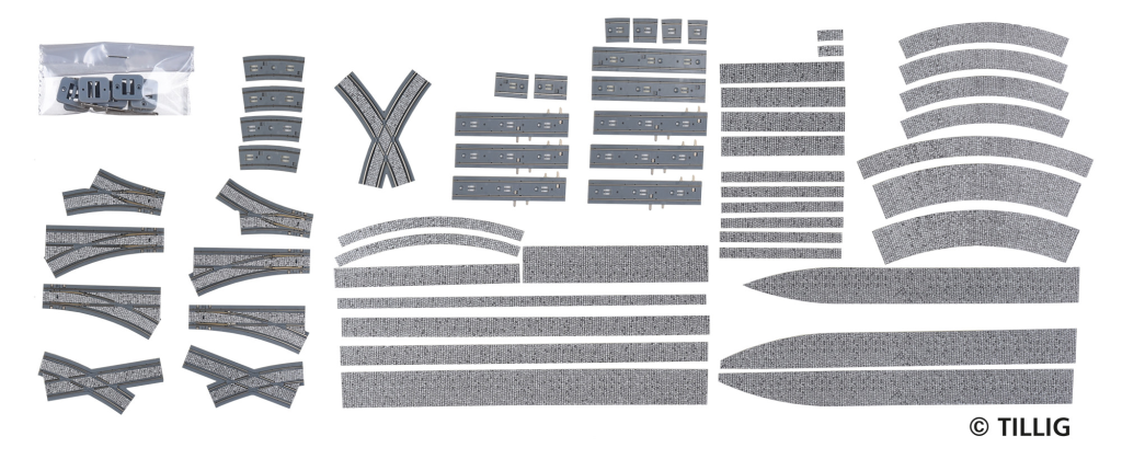 TILLIG 87701 T-Kreuzung Pflastersteine -neue Bedruckung- Spur H0