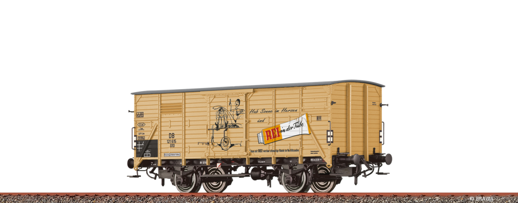 BRAWA 49753 Gedeckter Güterwagen G10 DB, III, Rei in der Tub Spur H0