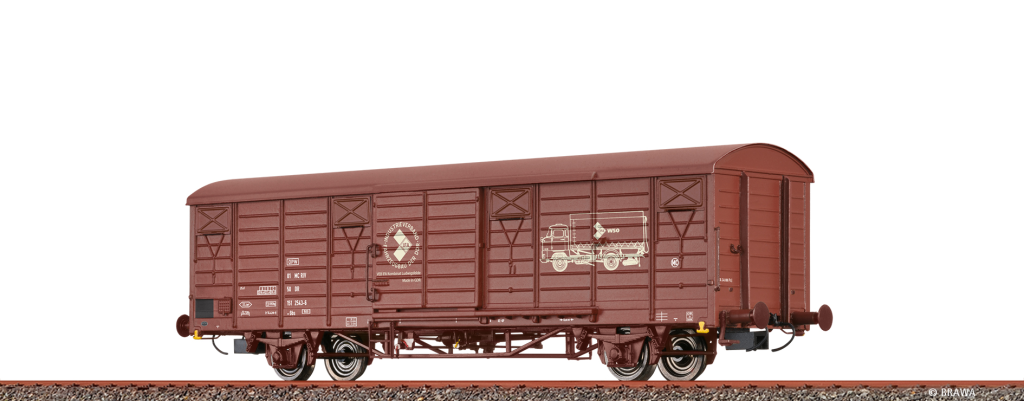 BRAWA 49925 Gedeckter Güterwagen Gbs [1500] DR, IV, IFA W50 Spur H0
