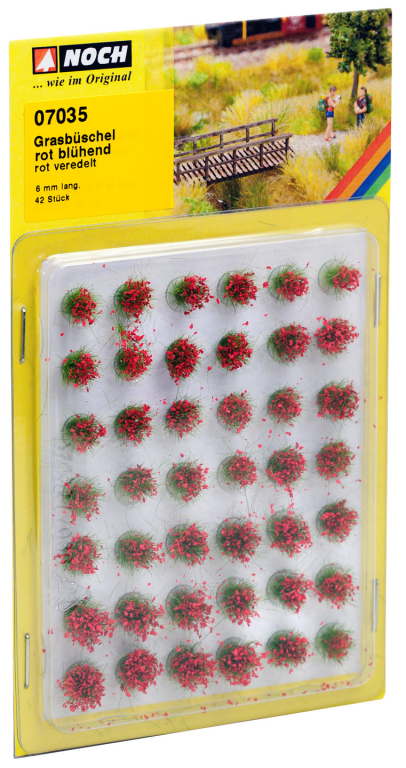 NOCH 07035 Grasbüschel Mini-Set "blühend" rot, 42 Stück, 6 mm