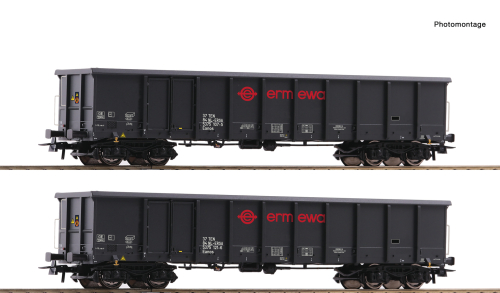 ROCO 76001 2er Set offener Güterwagen Eanos Spur H0