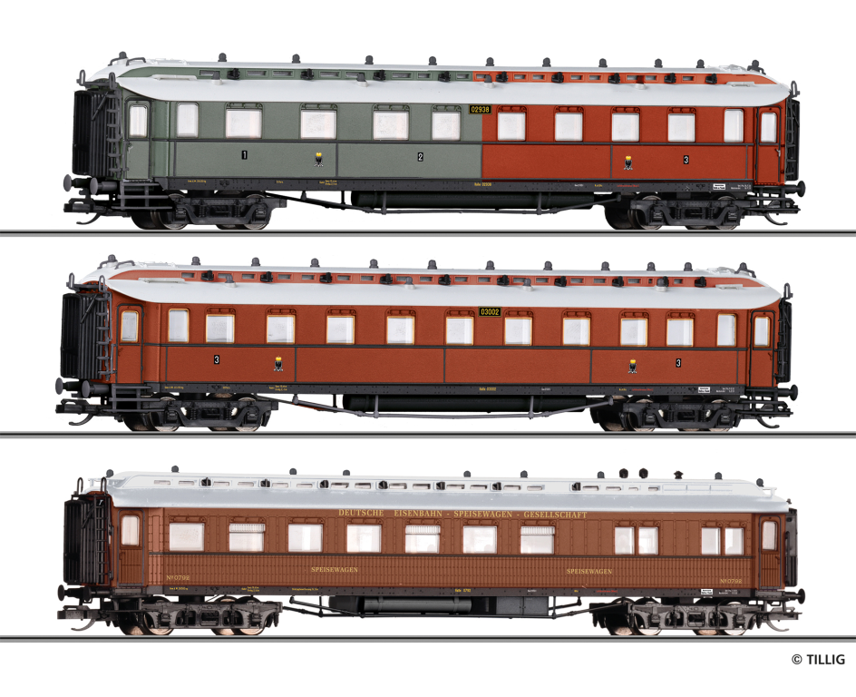 TILLIG 01085 Reisezugwagenset „Preußischer Schnellzug“ der K.P.E.V. Spur TT