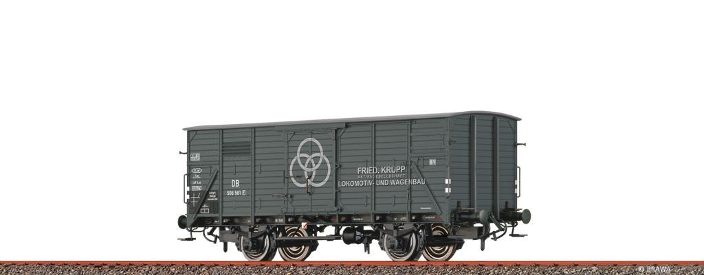 BRAWA 50957 Gedeckter Güterwagen G10 Krupp Stahl DB Spur H0