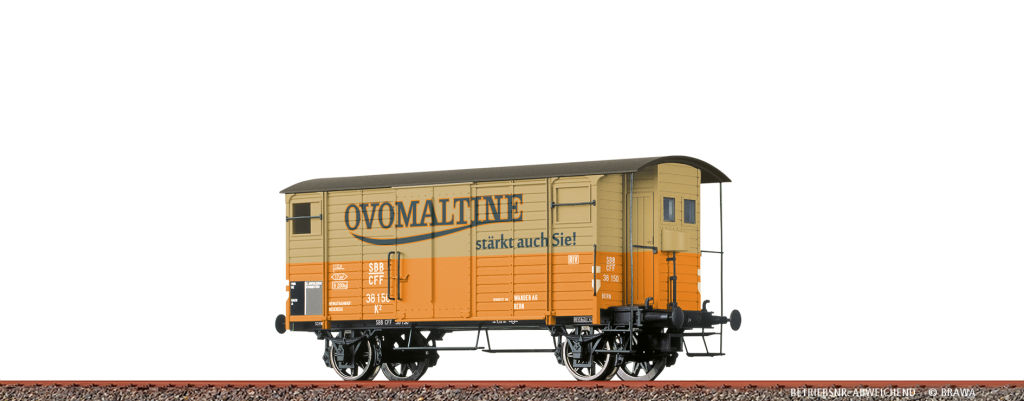 BRAWA 50973 Gedeckter Güterwagen K2 Ovomaltine SBB Spur H0