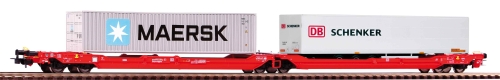 PIKO 24619 T3000e DB AG  VI, beladen mit 1x Container 40`Maersk und 1x Trailer PNO Spur H0