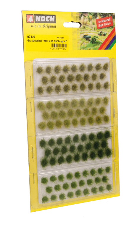 NOCH 07127 Grasbüschel verschiedene Grüntöne, 104 Stück, 6 mm