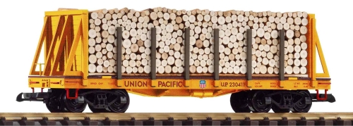 PIKO 38791 Rungenwagen UP mit Holzladung Spur G / Spur II