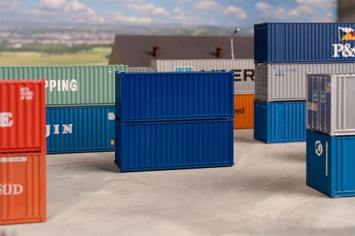 FALLER 182054 20 Container, blau, 2er-Set Spur H0
