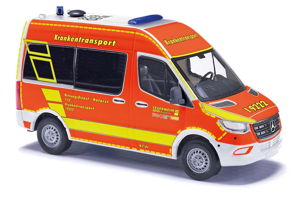 Busch 54056 Mercedes Benz Sprinter kurzer Radstand Hochdach Feuerwehr Wuppertal Spur H0