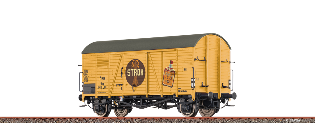 BRAWA 47938 Gedeckter Güterwagen Gms Stroh Rum ÖBB Spur H0