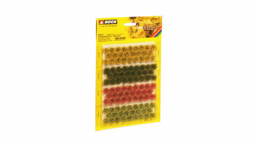 NOCH 07011 Grasbüschel XL "blühend" rot, gelb, hell- und dunkelgrün, 104 Stück, 9 mm G,0,H0,TT,N,Z