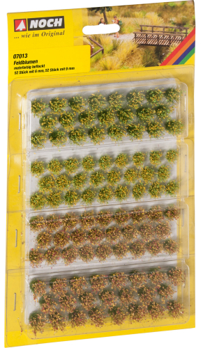 NOCH 07013 Grasbüschel "Feldblumen" 52 Stück, 6 mm und 52 Stück 9 mm G,0,H0,TT,N,Z