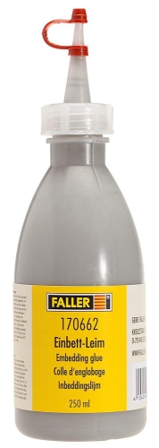 FALLER 170662 Einbett-Leim, schottergrau, 250 ml Spur H0, TT, N, Z