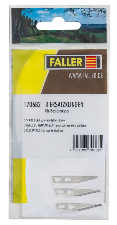 FALLER 170682 3 Ersatzklingen für Bastelmesser Art. 170687 Spur H0, TT, N, Z