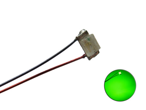 SMD LED 0603 grün diffus mit Kupferlackdraht 0,15mm Modellbau 25 Stück 