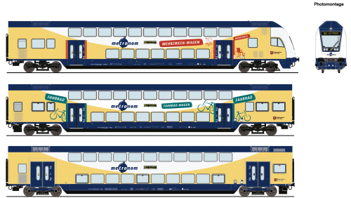 ROCO 6210105 3-tlg. Set Doppelstockwagen metronom Spur H0